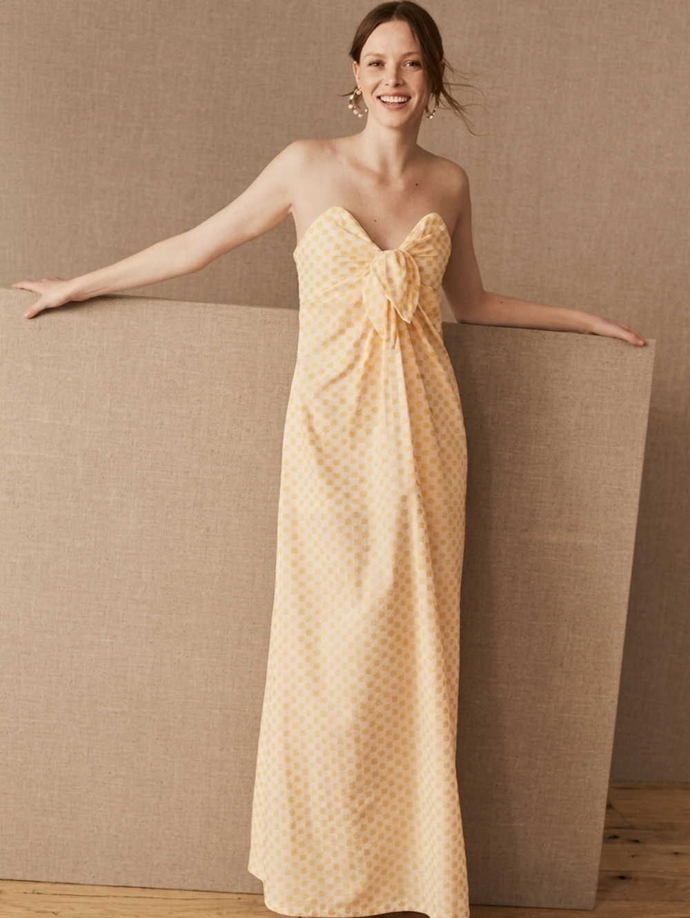 Significant Other Allure Yellow Strapless Maxi Dress Sunflower Embroidered NEW - Picture 3 of 14